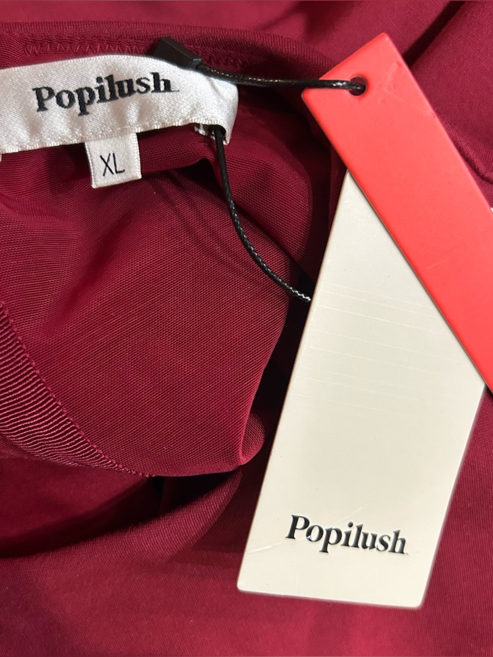 Popilush SculptWear Fitted Sheath Dress Sz XL Midi Burgundy Short Sleeve - Picture 7 of 7